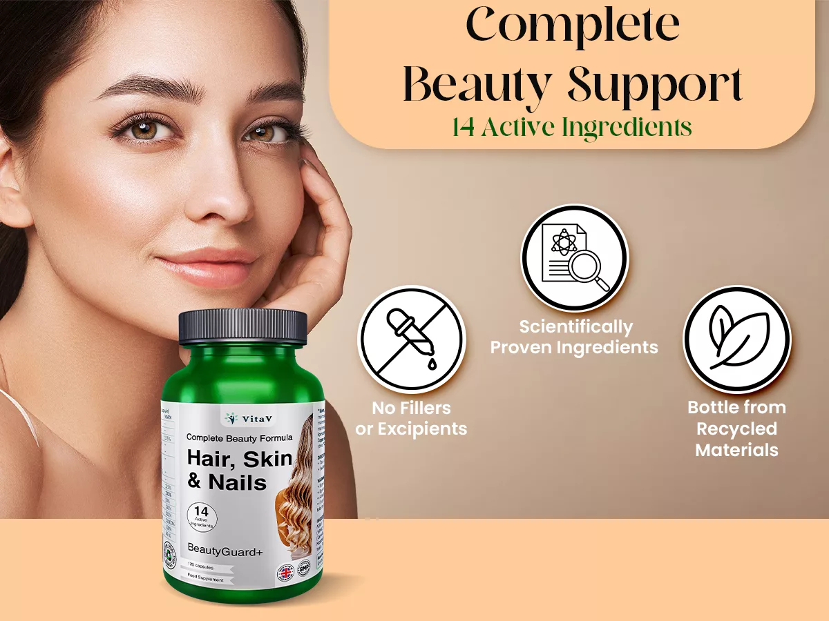 BeautyGurad+ Complete Beauty Support 14 Active Ingredients No Fillers or Excipients Scientifically Proven Ingredients Bottle from Recycled Materials